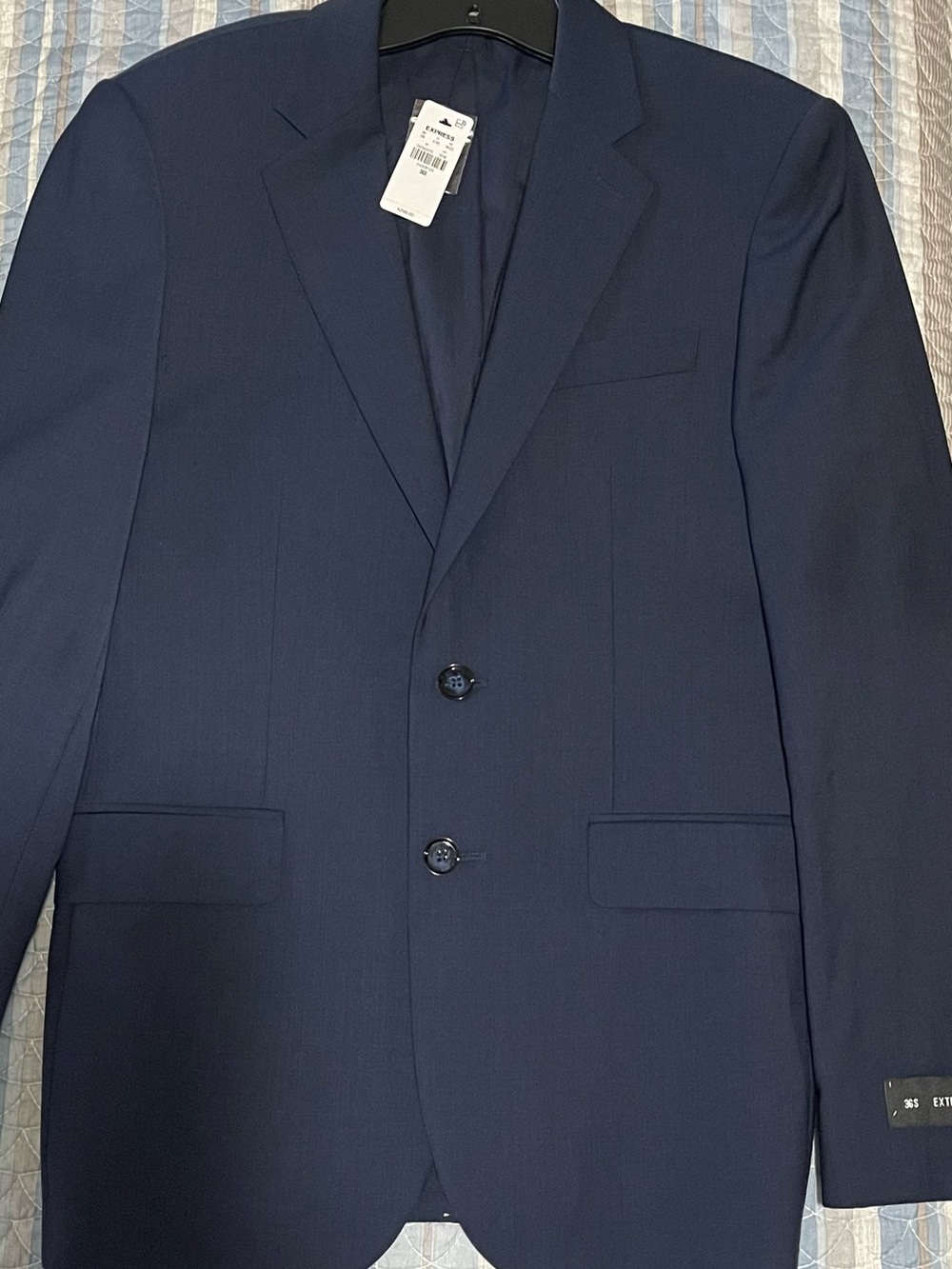 Express Men's Navy Blue Two-Button Suit Blazer